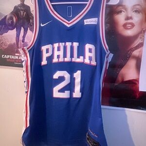 Nike Blue Basketball Jersey with Gold Embroidery